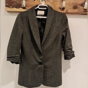 Kensie Gray Leopard Print Blazer Women's Lrg